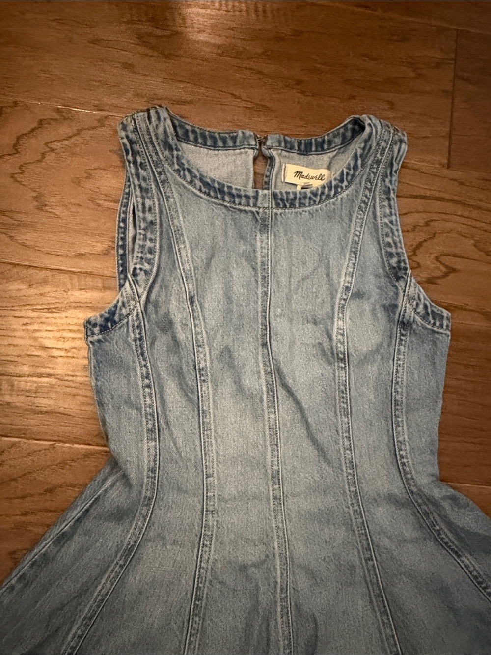 Madewell Circle Mini Dress in Airy Denim — Fit & Flare Blue XS - Picture 5 of 10